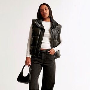 Abercrombie & Fitch Vegan Leather Black Puffer Vest